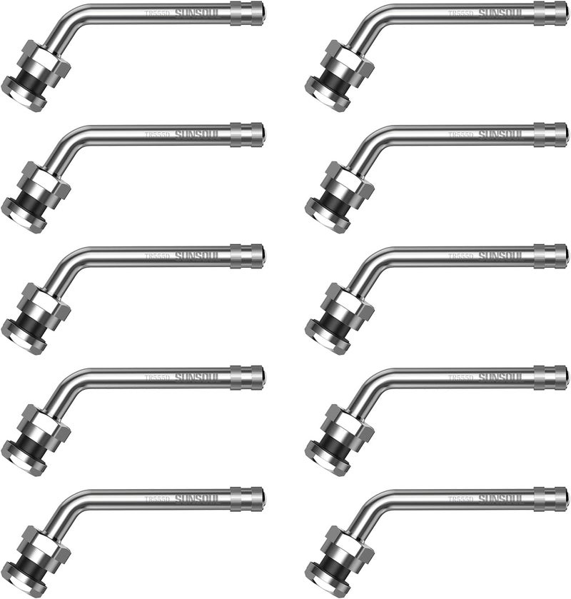 SUN SOUL TR555D 10pcs 60 Degree Bend Truck Tire Valve Stems, Compatible with 22.5in 24.5in Aluminum Wheels with 9.7mm Valve Holes - Image 1